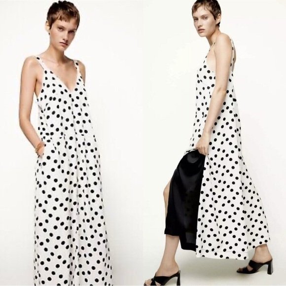 ZARA Limited Edition Polka Dot Maxi Dress Sz S - Picture 7 of 7
